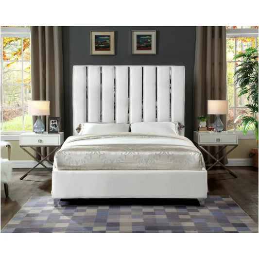 King Bed with Velvet Upholstery