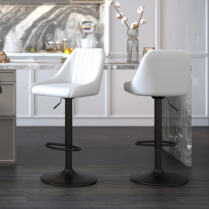 Kron Adjustable Swivel Fabric Bar Stools Set of 2 – Air-Lift Height