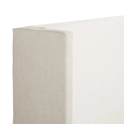Wing Upholstered Queen Bed in Beige Fabric with Wingback Headboard