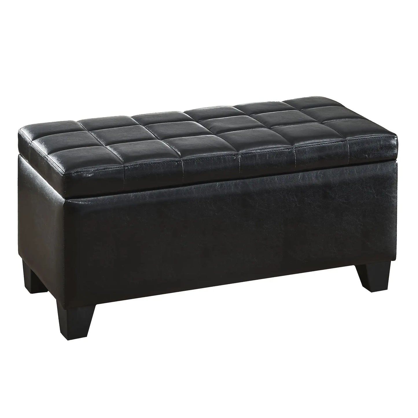 Winston Black Storage Ottoman Bench – Faux Leather & Deep Storage