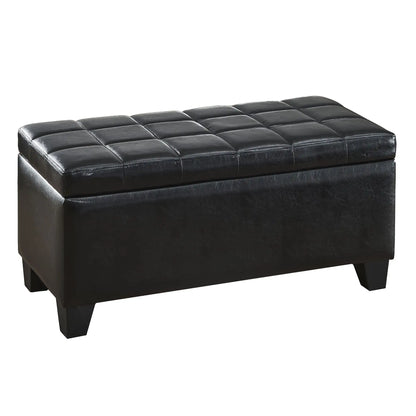Winston Black Storage Ottoman Bench – Faux Leather & Deep Storage