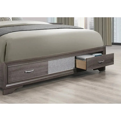 Wooden bed with storage drawers