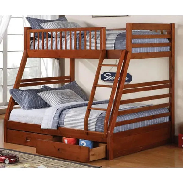 Wooden bunk bed with storage drawers 