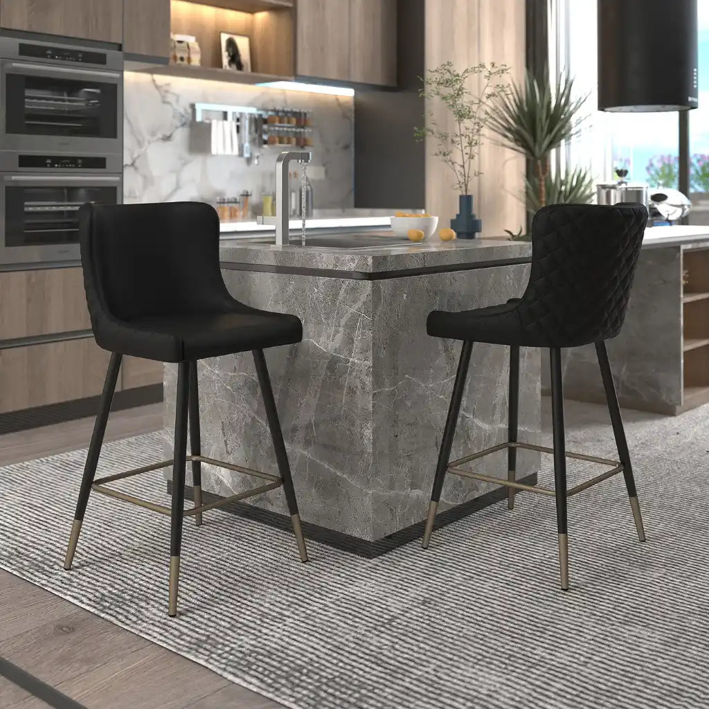 Xander 26 Black Faux Leather Counter Stools – Set of 2