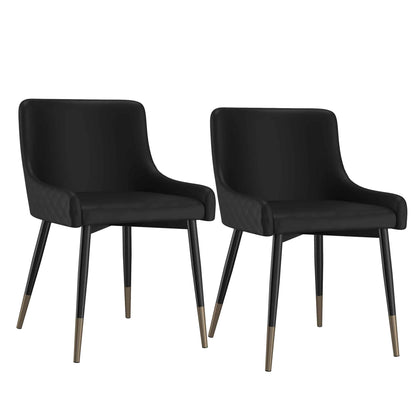 Xander Modern Dining Chair in Faux Leather with - Set of 2