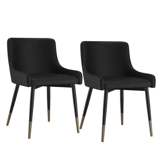 Xander Modern Dining Chair in Faux Leather with - Set of 2