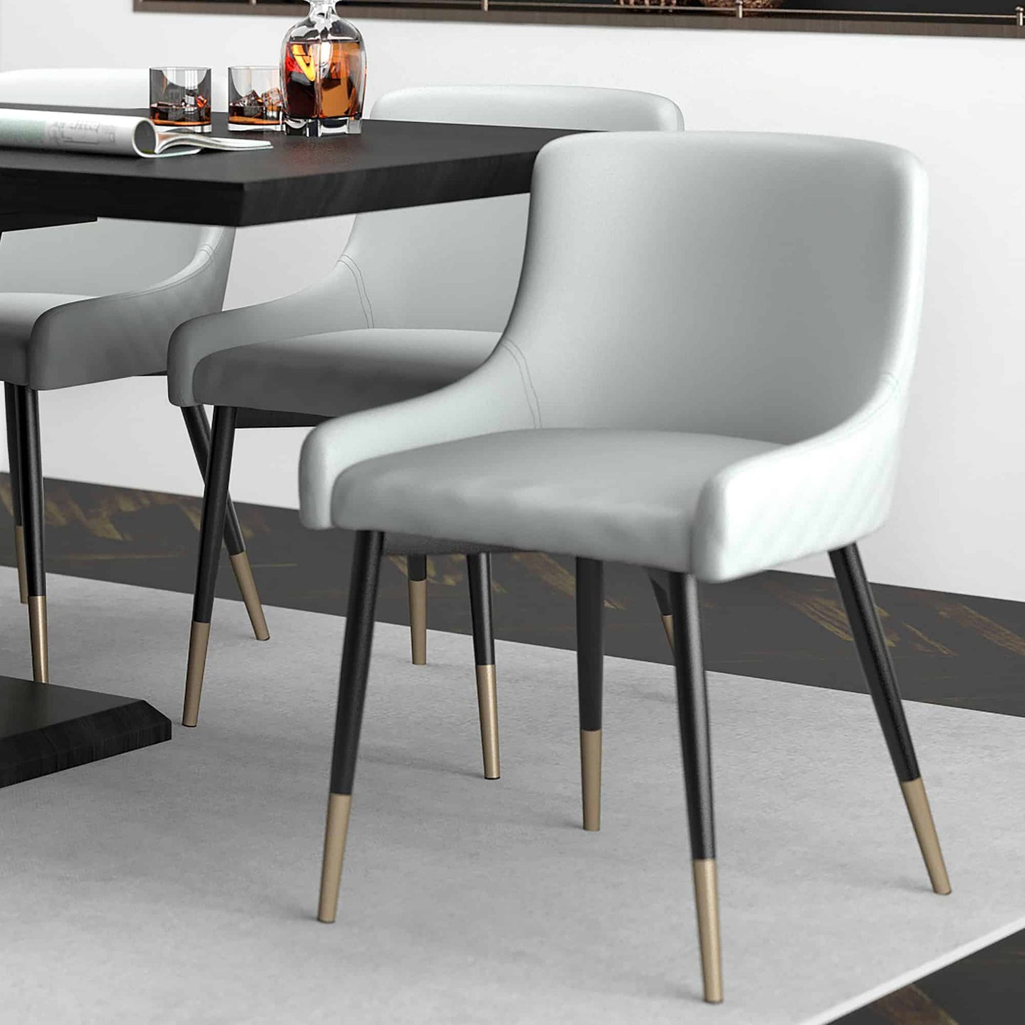 Xander Modern Dining Chair in Faux Leather with - Set of 2