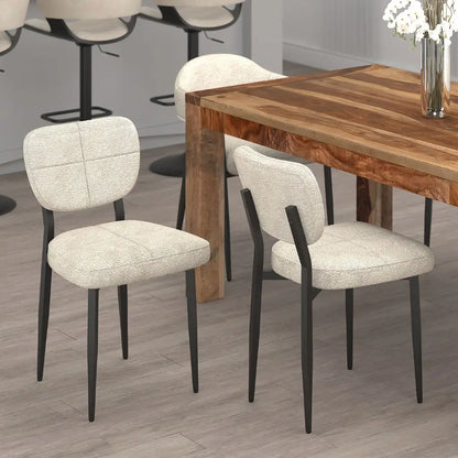 Zeke Modern Fabric Dining Chairs – Set of 2, BeigeBlack