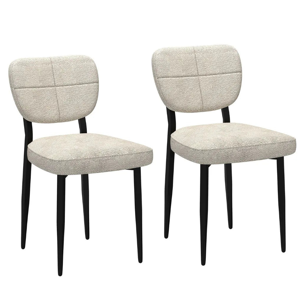 Zeke Modern Fabric Dining Chairs – Set of 2, BeigeBlack