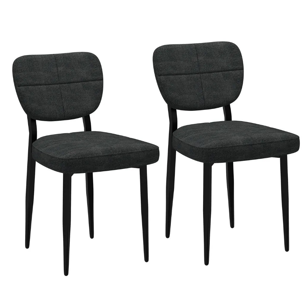 Zeke Modern Fabric Dining Chairs – Set of 2, BeigeBlack