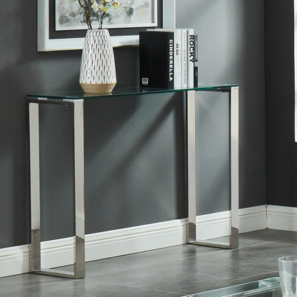 Zevon Glass Console Table – Hallway Table for Small Spaces