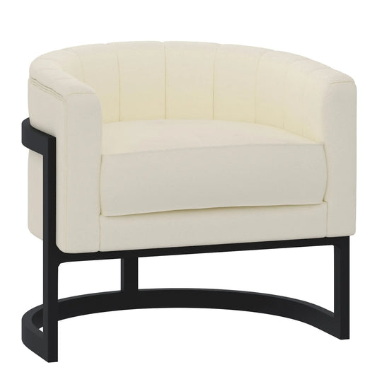 Zhuri Boucle Accent Chair in Ivory with Black Frame – Modern Elegance