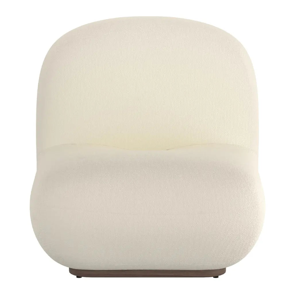 Zilano Boucle Accent Chair – Modern Cozy Seating with Walnut Base