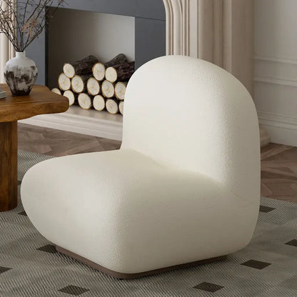 Zilano Boucle Accent Chair – Modern Cozy Seating with Walnut Base