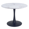 Zilo 40 White Round Dining Table with Faux Marble Top