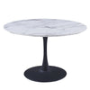 Zilo 48 White Round Dining Table for 6 with Faux Marble Top