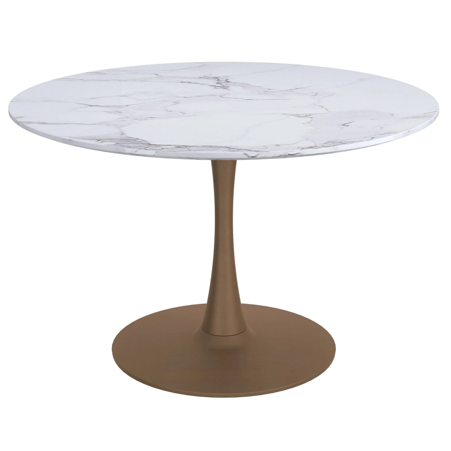 Zilo 48 White Round Dining Table for 6 with Faux Marble Top