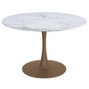 Zilo 48 White Round Dining Table for 6 with Faux Marble Top