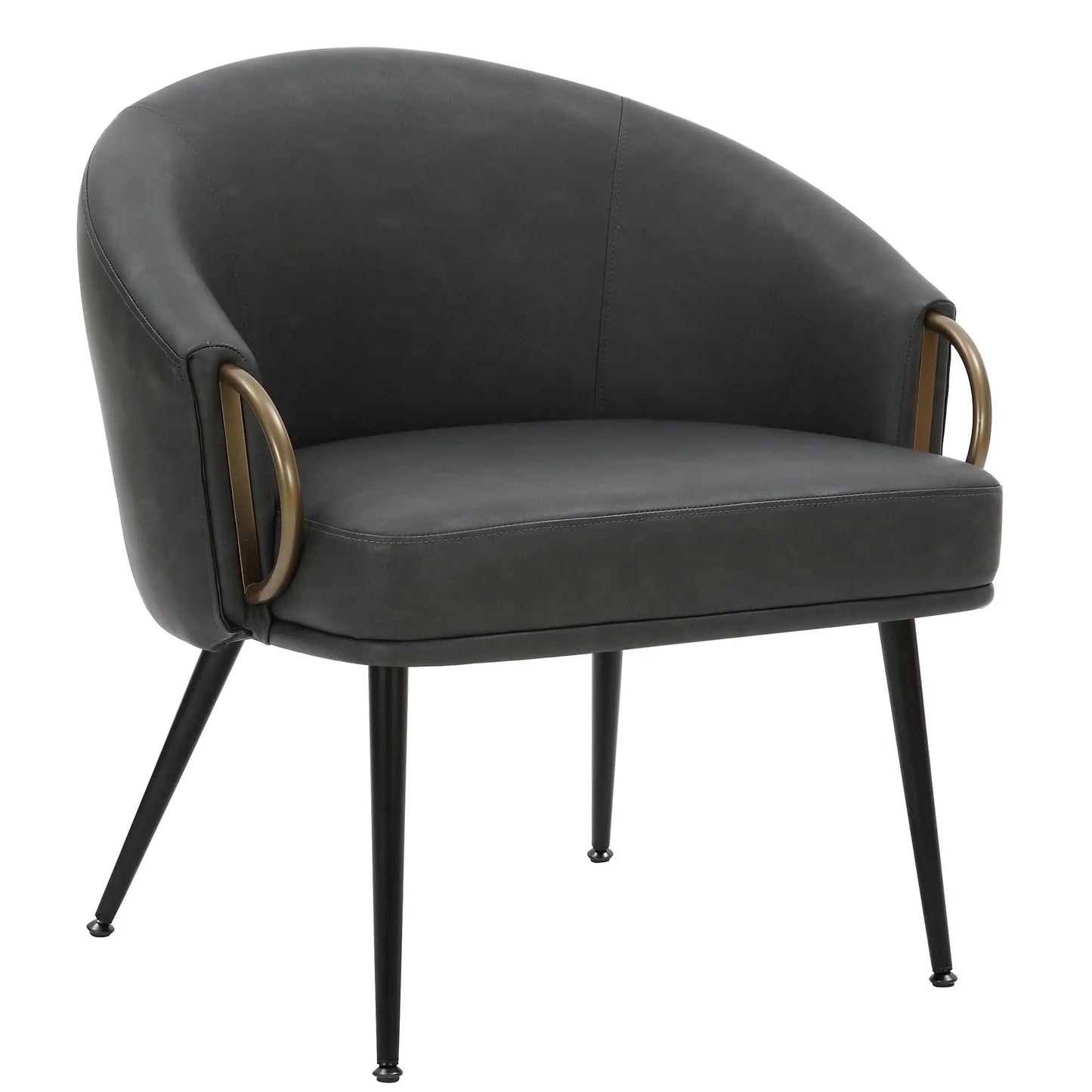 Zita Faux Leather Accent Chair with Aged Gold Arms