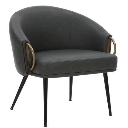 Zita Faux Leather Accent Chair with Aged Gold Arms