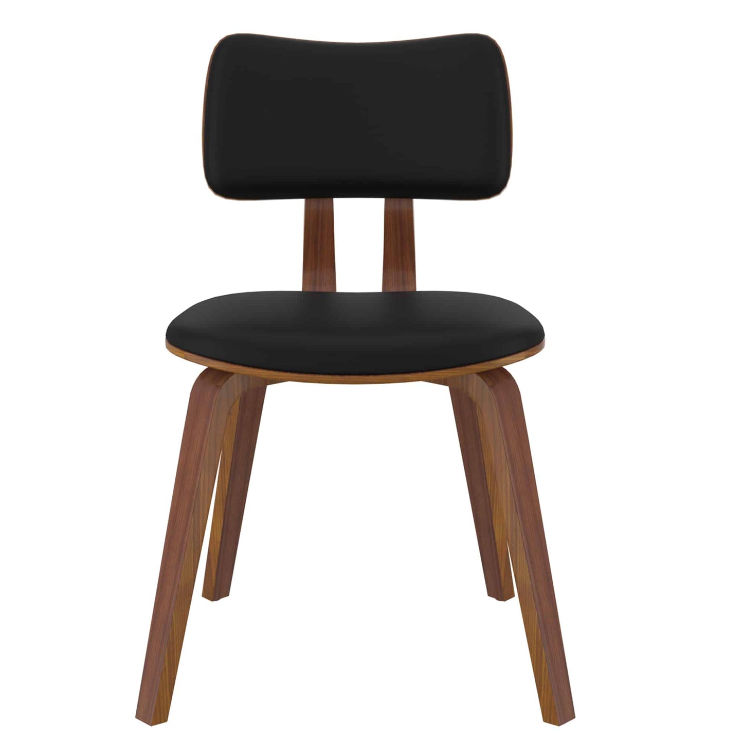 Zuni Side Chair in Black Faux Leather and Walnut | Modern Dining Chair Montréal