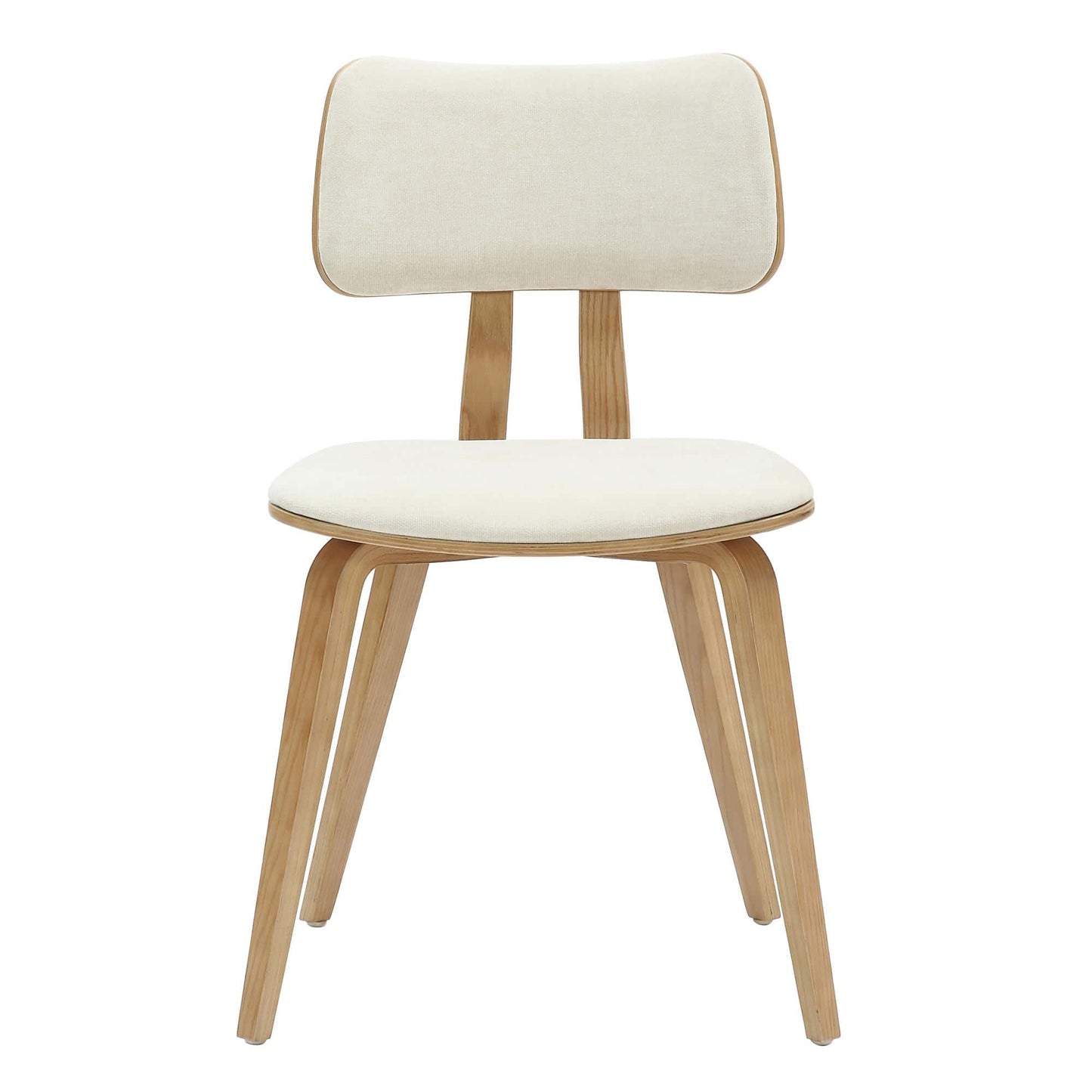 Zuni Mid-Century Modern Dining Chair with Fabric Upholstery and Natural Wood Finish
