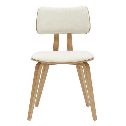 Zuni Mid-Century Modern Dining Chair with Fabric Upholstery and Natural Wood Finish