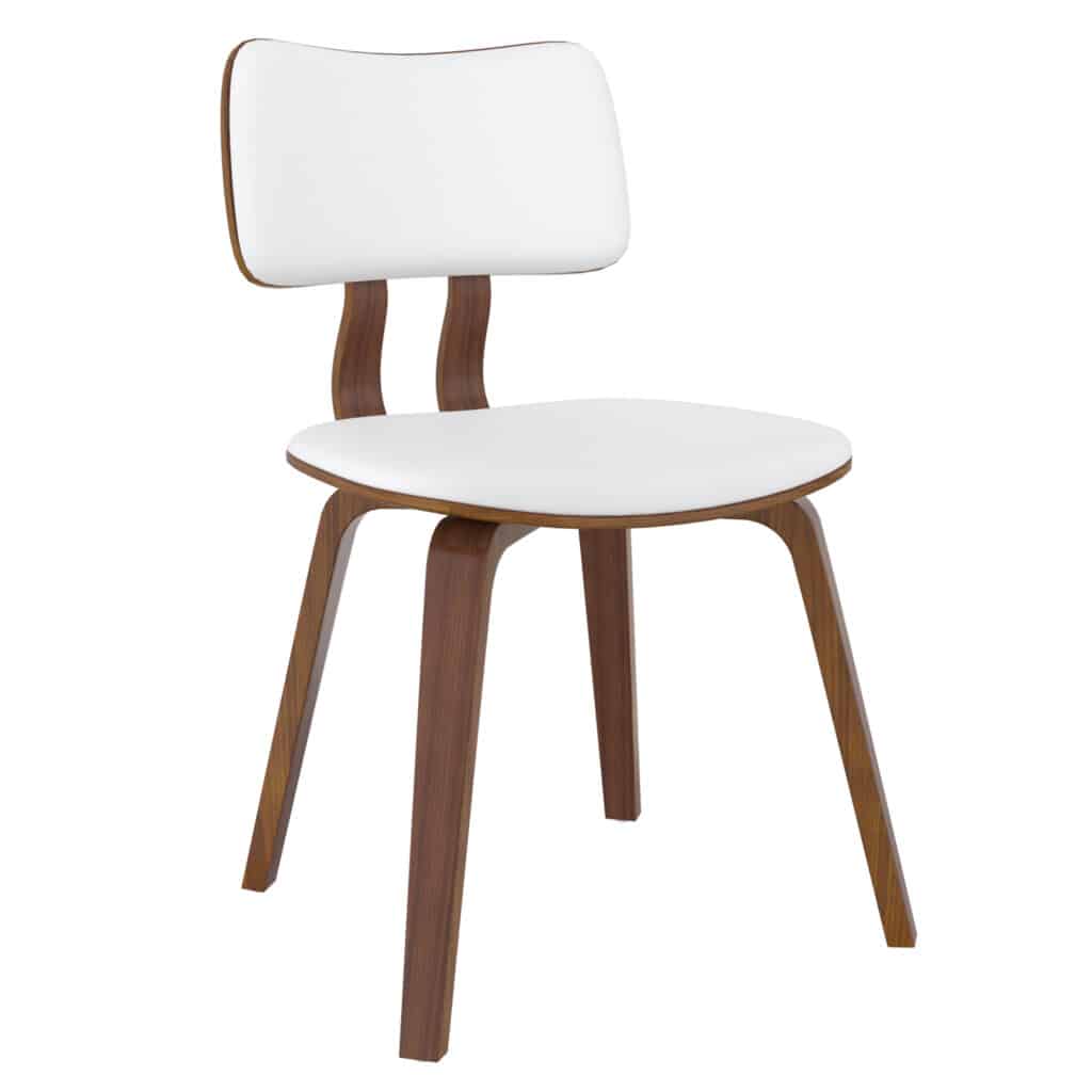Zuni Mid-Century Modern Dining Chair with Fabric Upholstery and Natural Wood Finish