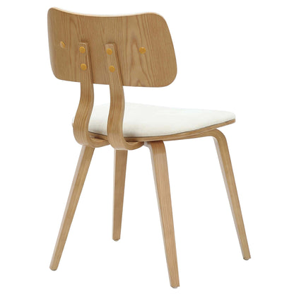 Zuni Mid-Century Modern Dining Chair with Fabric Upholstery and Natural Wood Finish