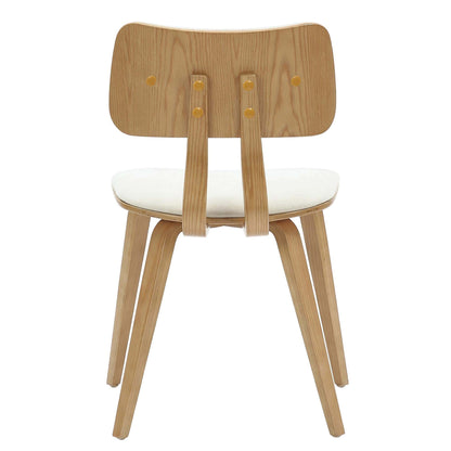 Zuni Mid-Century Modern Dining Chair with Fabric Upholstery and Natural Wood Finish