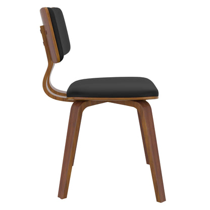 Zuni Side Chair in Black Faux Leather and Walnut | Modern Dining Chair Montréal