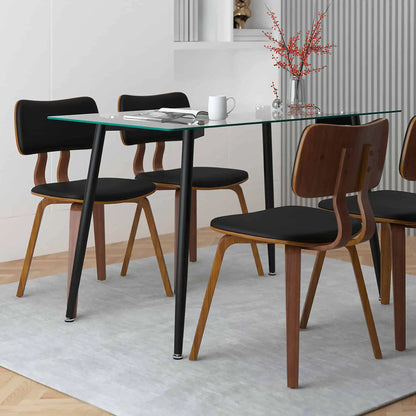 Zuni Side Chair in Black Faux Leather and Walnut | Modern Dining Chair Montréal