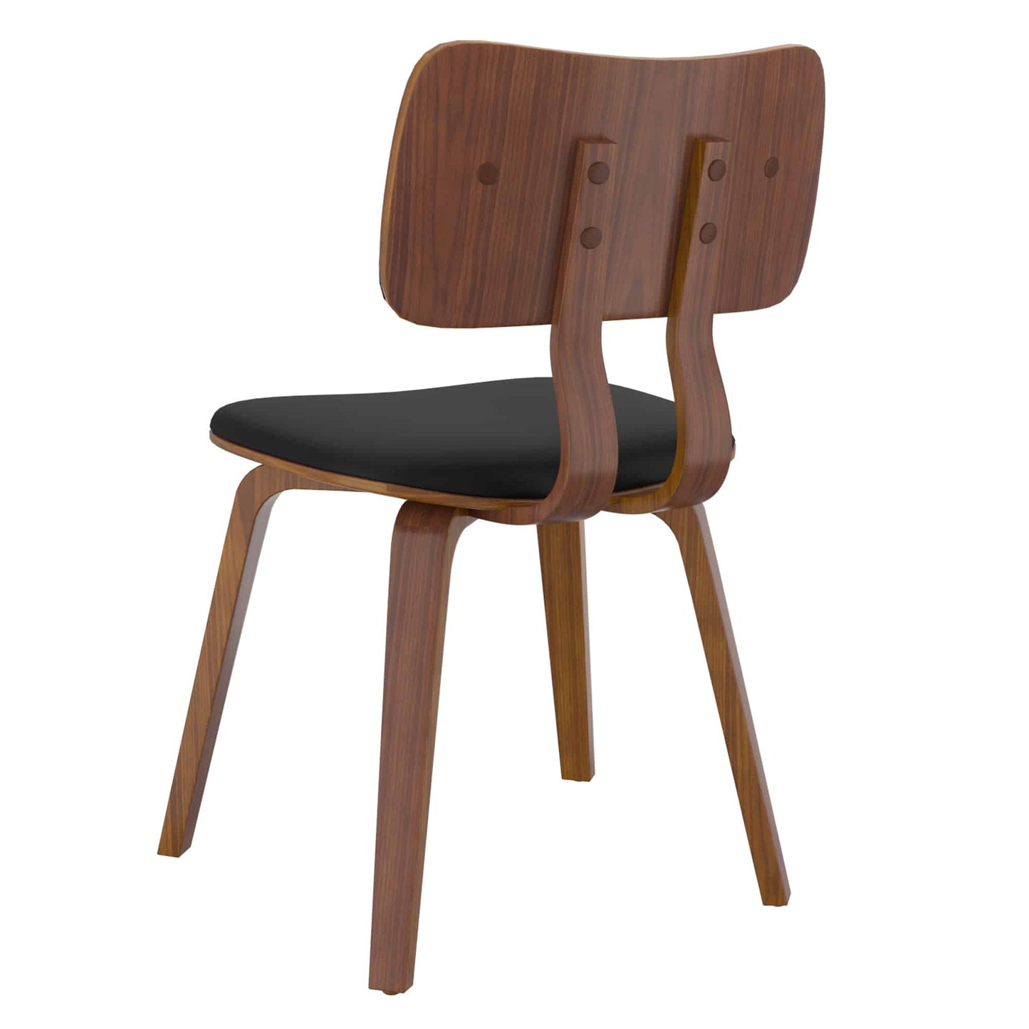 Zuni Side Chair in Black Faux Leather and Walnut | Modern Dining Chair Montréal