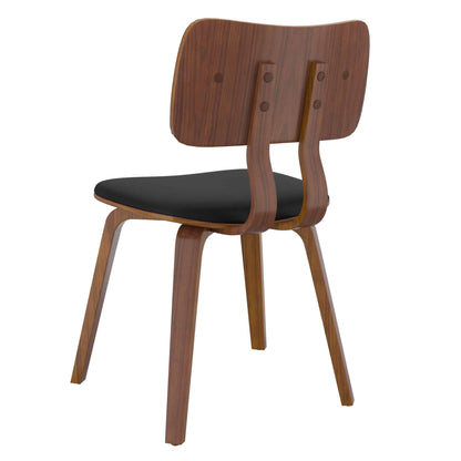 Zuni Side Chair in Black Faux Leather and Walnut | Modern Dining Chair Montréal