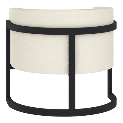 Zhuri Boucle Accent Chair in Ivory with Black Frame – Modern Elegance