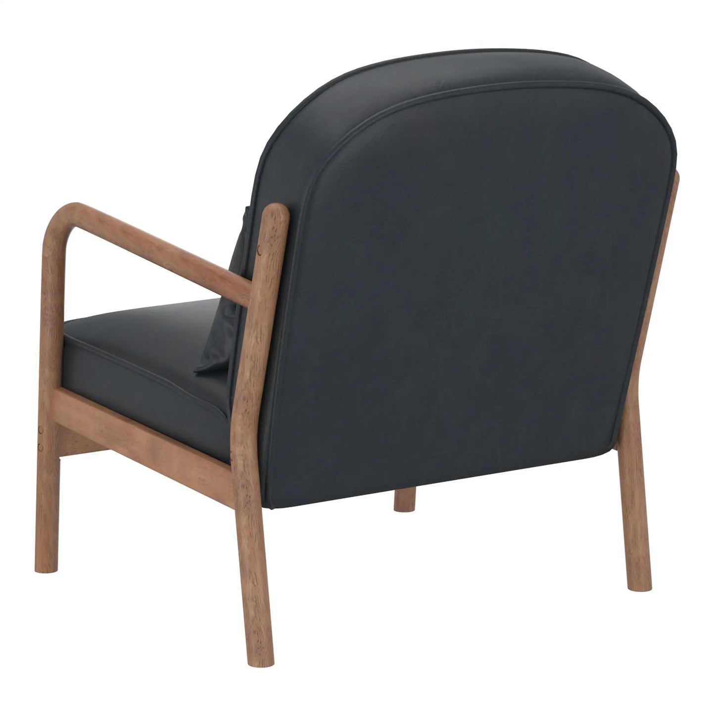 Fani Mid-Century Accent Chair with Faux Leather & Walnut Frame