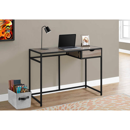 Dark Taupe Wood Finish Compact Computer Desk with Drawer