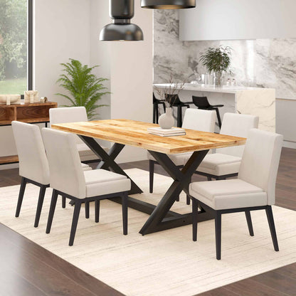 Cortez Dining Chair, in Faux Leather with Black Metal Legs - Set of 2