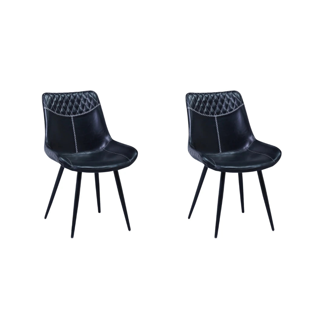 Two black chairs with quilted backrests 