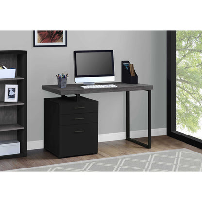 48" Black and Grey Computer Desk with Storage & Reversible Setup