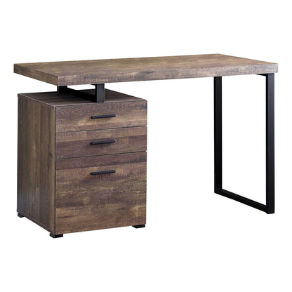 Brown Reclaimed Wood Computer Desk with Storage Drawers – Reversible