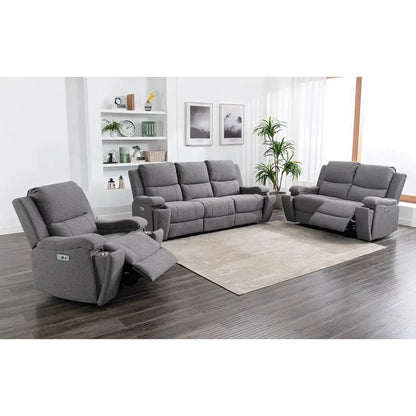 Modern 3-Piece Power Recliner Sofa Set with USB & Cup Holders
