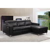Modern Black Leather Gel Power Reclining Sectional Sofa with Storage