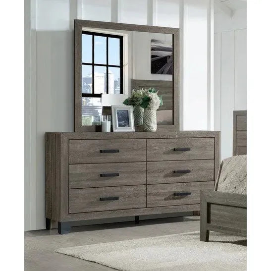 Olivia Taupe Dresser with Mirror – 6 Drawer Modern Storage