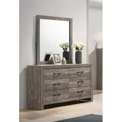 Charlotte Grey Dresser with Mirror – 6 Drawer Modern Farmhouse