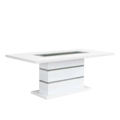 Monaco 7-Piece Modern White Dining Set with Velvet Chairs