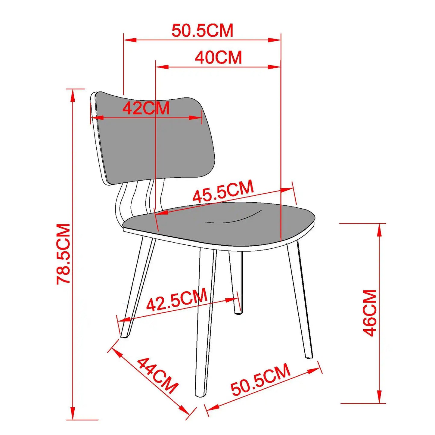 chair dimension of Suzette/Zuni 5 Piece Modern Dining Set 