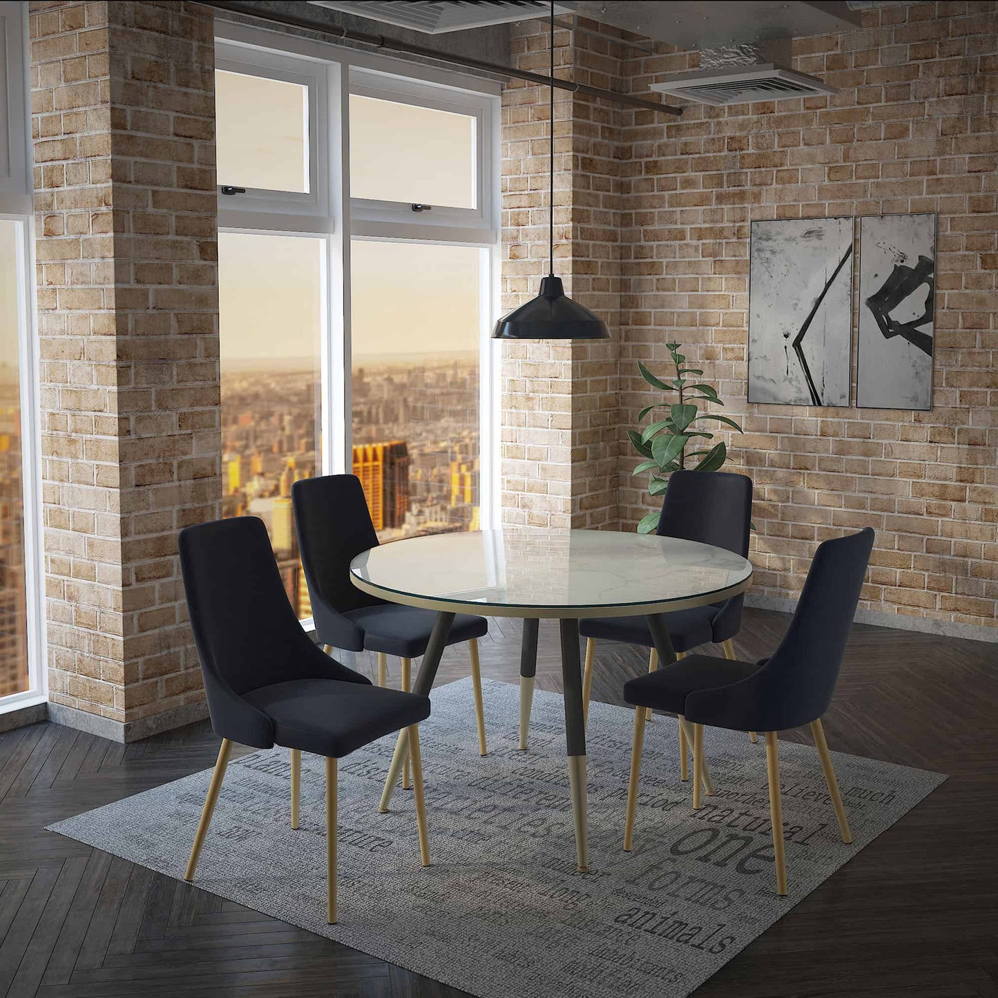 Carmilla Velvet Dining Chairs – with Gold Metal Legs - Set of 2