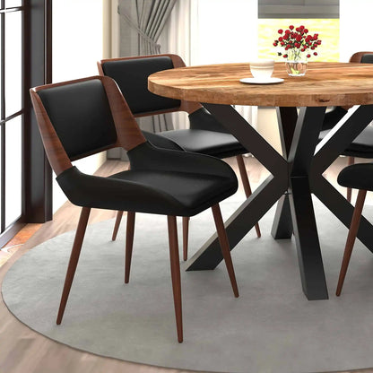 Hudson Mid-Century Modern Side Chair – Faux Leather Dining or Accent Chair