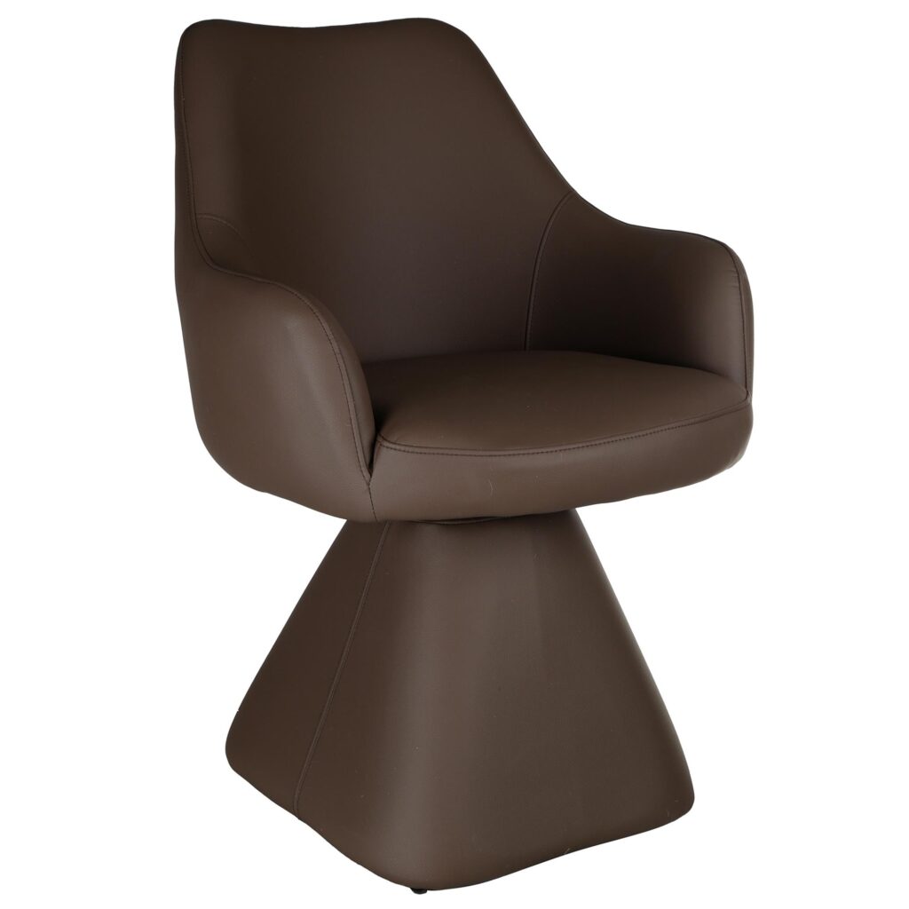 Caprese Swivel Dining Chair in Black Faux Leather – Contemporary Upholstered